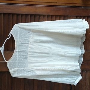 Anthropologie Fig & Flower Long sleeve shirt top blouse white sheer size PM